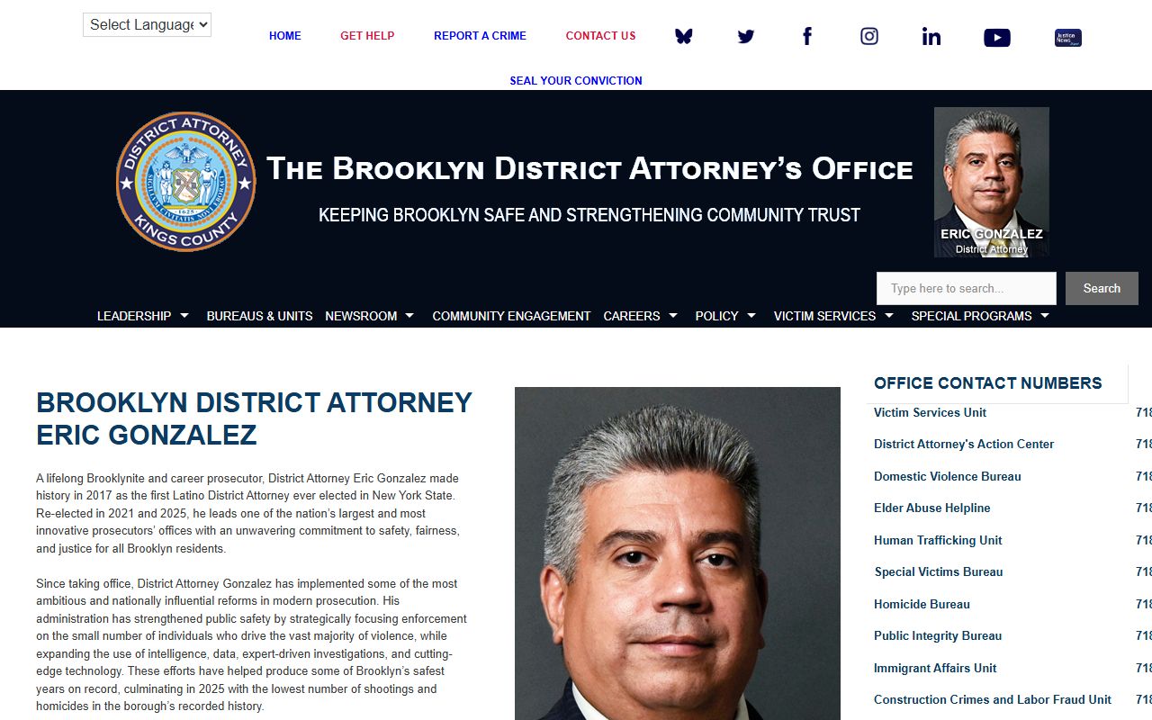 Brooklyn District Attorney Eric Gonzalez court records source page
